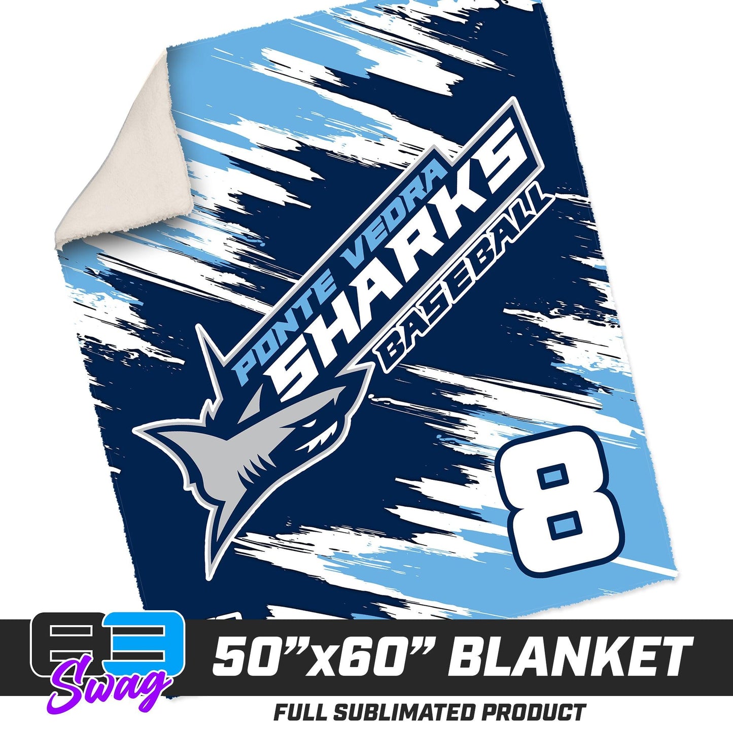 50”x60” Plush Sherpa Blanket - Ponte Vedra Sharks Baseball - 83Swag