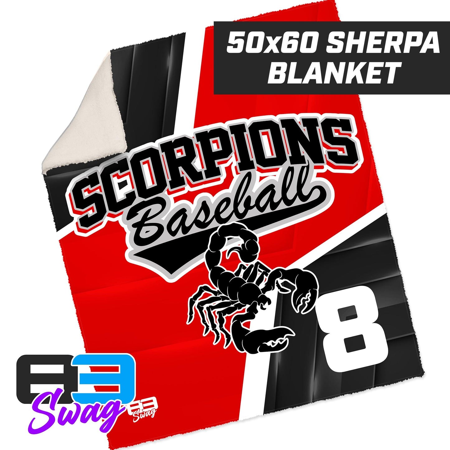 50”x60” Plush Sherpa Blanket - Scorpions Baseball - 83Swag