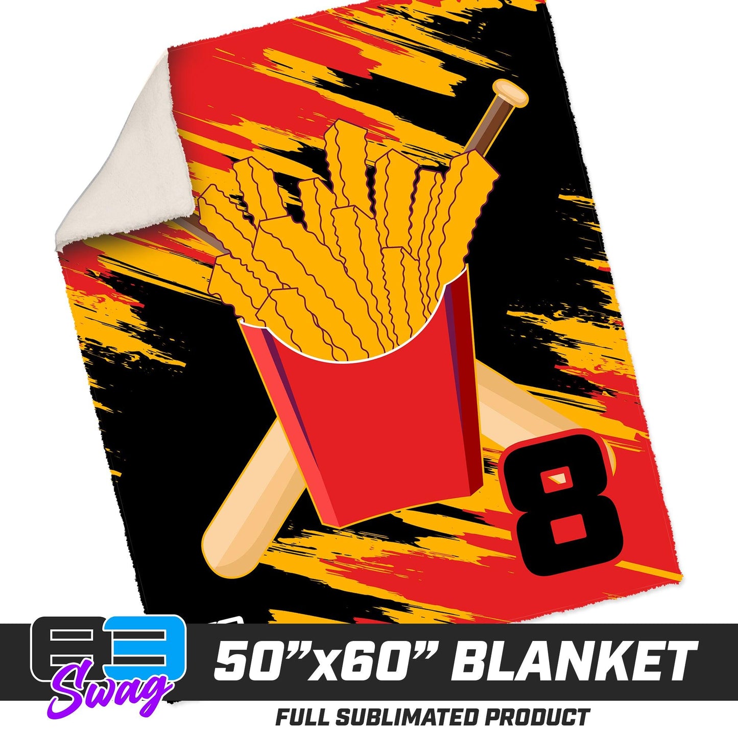 50”x60” Plush Sherpa Blanket - Team Rally Fries Baseball - 83Swag