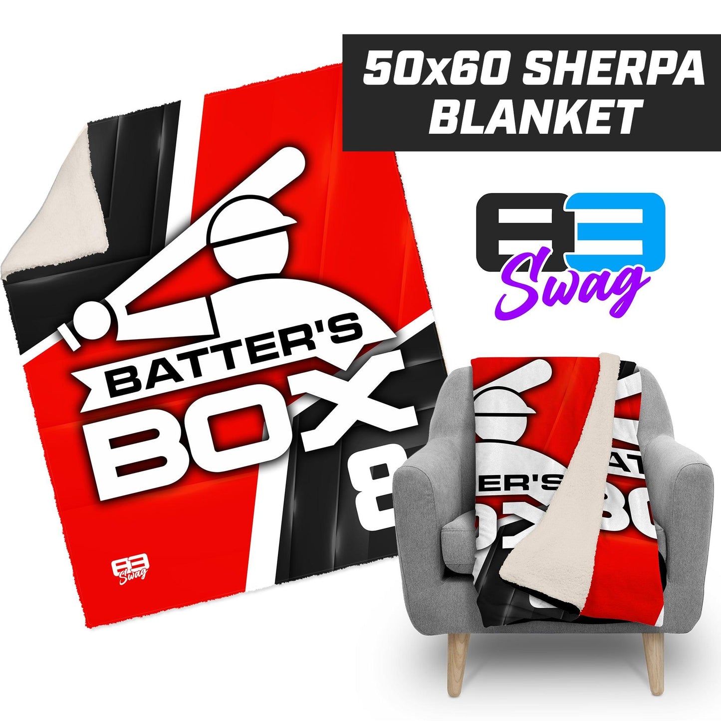 50”x60” Plush Sherpa Blanket - The Batters Box - 83Swag