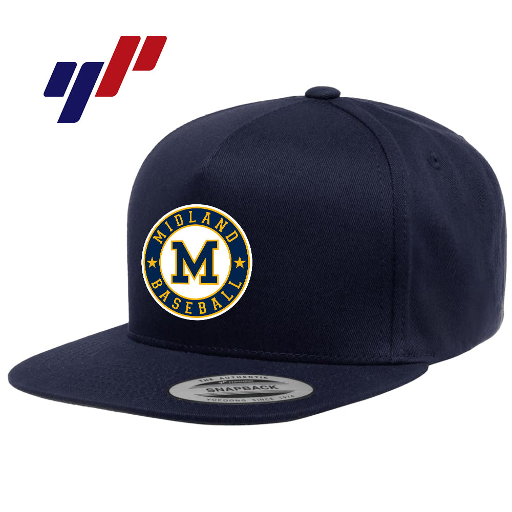 Yupoong Y6007 Adult 5-Panel Cotton Twill Snapback Cap - Midland Baseball