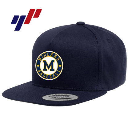 Yupoong Y6007 Adult 5-Panel Cotton Twill Snapback Cap - Midland Baseball