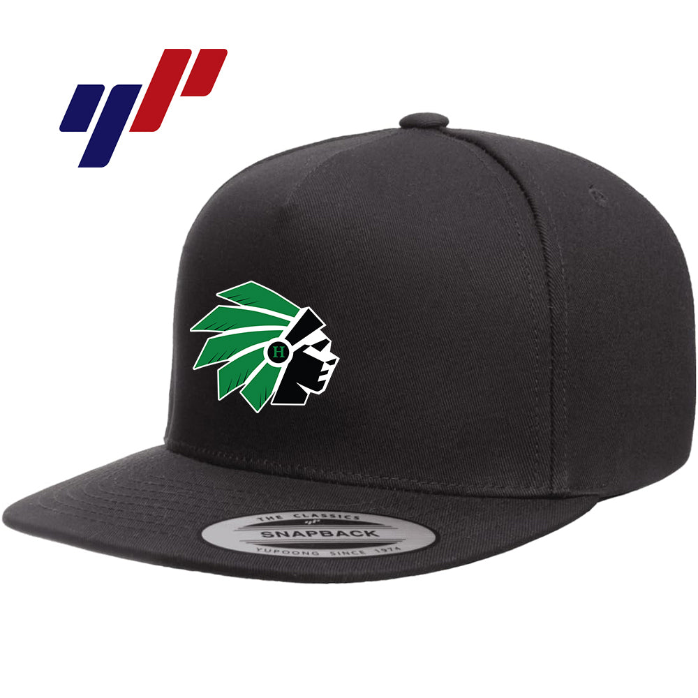 Yupoong Y6007 Adult 5-Panel Cotton Twill Snapback Cap DTF PRINTED - Hopatcong Warriors Football & Cheer