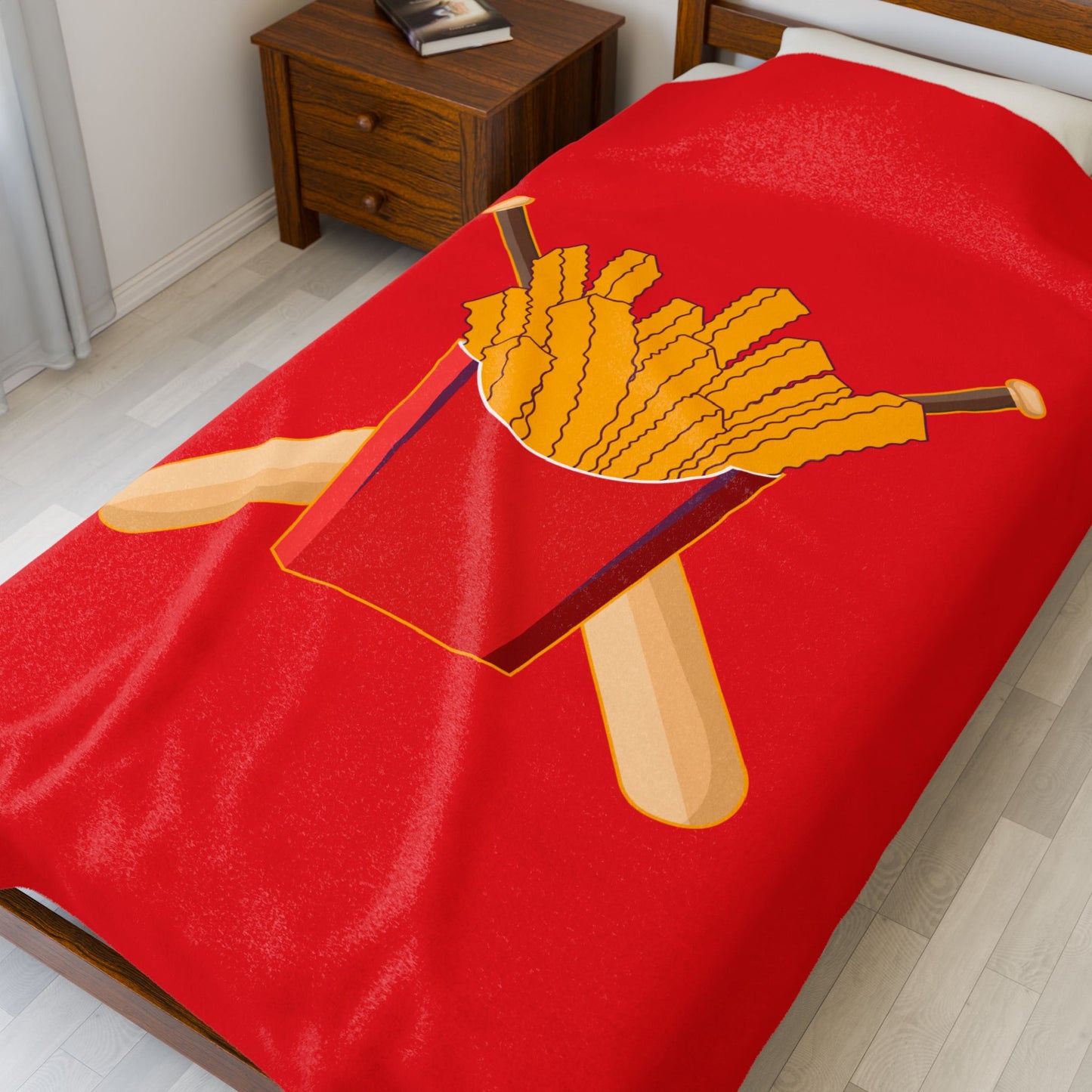 Velveteen Plush Blanket Team Rally Fries