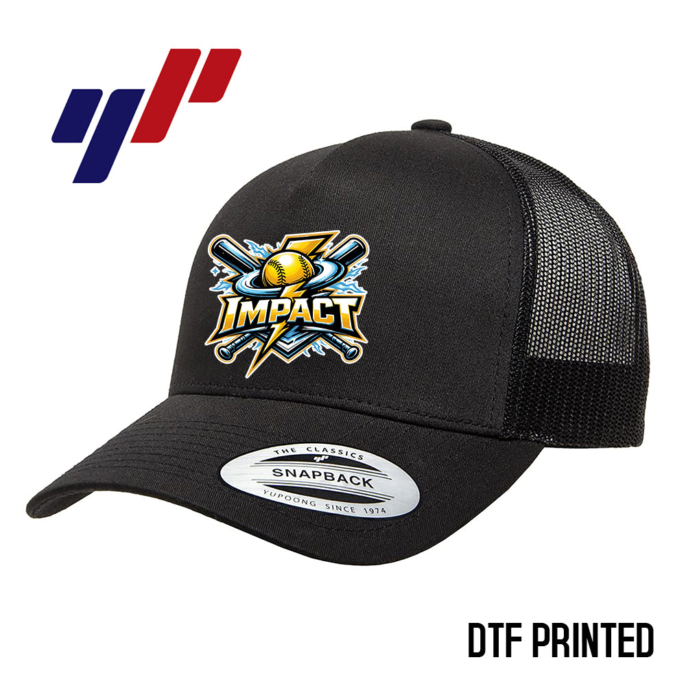 Yupoong 6506 Adult 5-Panel Retro Trucker Cap DTF PRINTED- Impact Softball - Massachusetts