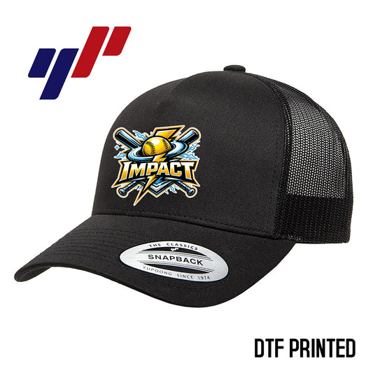 Yupoong 6506 Adult 5-Panel Retro Trucker Cap DTF PRINTED- Impact Softball - Massachusetts