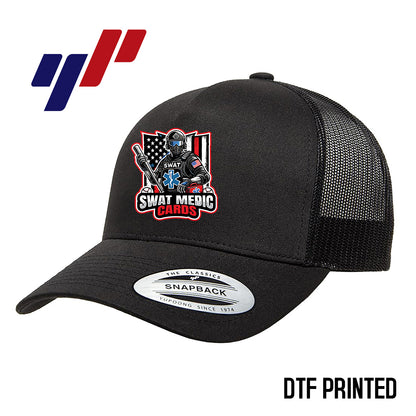 Yupoong 6506 Adult 5-Panel Retro Trucker Cap DTF PRINTED- Swat Medic Cards
