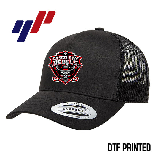 Yupoong 6506 Adult 5-Panel Retro Trucker Cap DTF PRINTED- Casco Bay Rebels Hockey