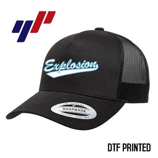 Yupoong 6506 Adult 5-Panel Retro Trucker Cap DTF PRINTED- Explosion Softball