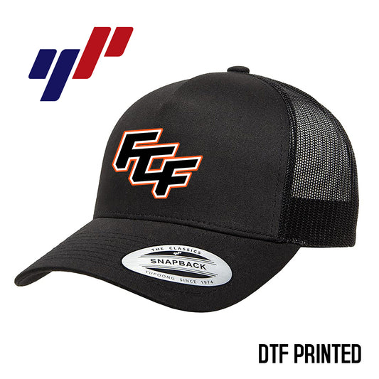 Yupoong 6506 Adult 5-Panel Retro Trucker Cap DTF PRINTED- FCF Flight Baseball