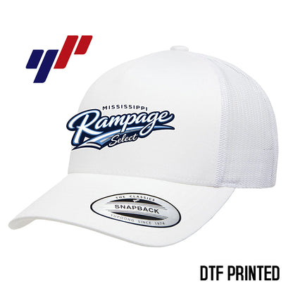 Yupoong 6506 Adult 5-Panel Retro Trucker Cap DTF PRINTED- Mississippi Rampage Select Softball