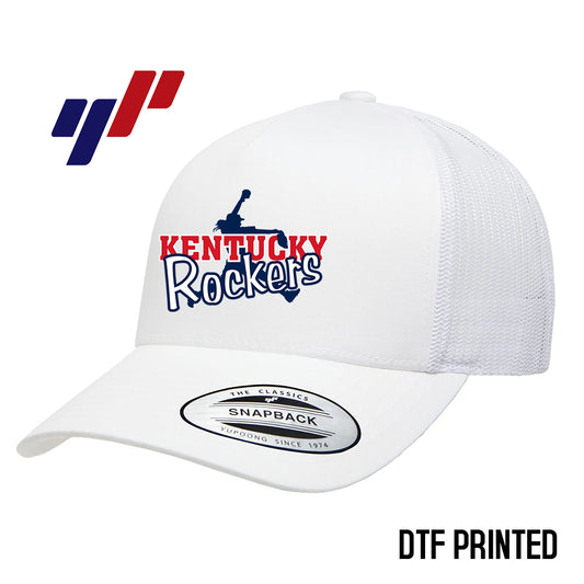 Yupoong 6506 Adult 5-Panel Retro Trucker Cap DTF PRINTED- KY Rockers Softball