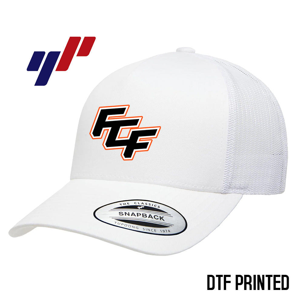 Yupoong 6506 Adult 5-Panel Retro Trucker Cap DTF PRINTED- FCF Flight Baseball