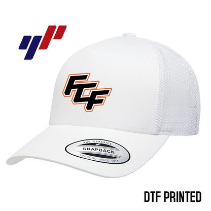 Yupoong 6506 Adult 5-Panel Retro Trucker Cap DTF PRINTED- FCF Flight Baseball