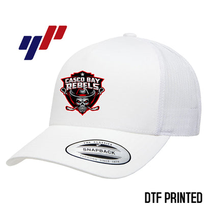 Yupoong 6506 Adult 5-Panel Retro Trucker Cap DTF PRINTED- Casco Bay Rebels Hockey