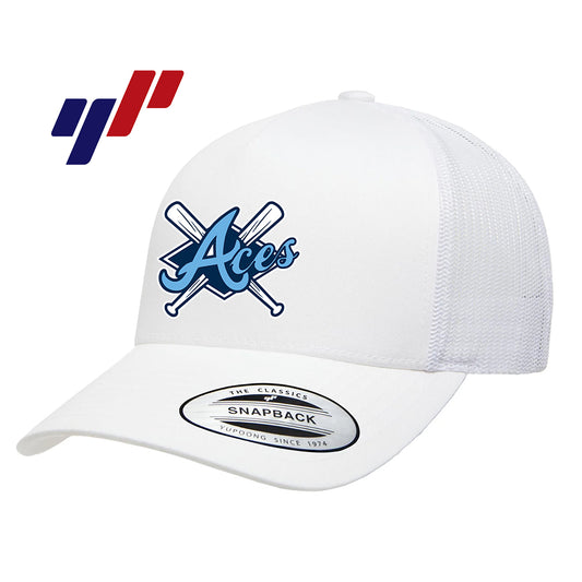 Yupoong 6506 Adult 5-Panel Retro Trucker Cap DTF PRINTED- Aces Baseball