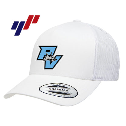 Yupoong 6506 Adult 5-Panel Retro Trucker Cap DTF PRINTED- PVAA SHARKS Baseball