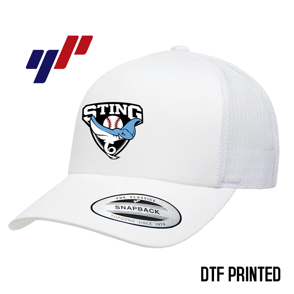 Yupoong 6506 Adult 5-Panel Retro Trucker Cap DTF PRINTED- Southwest Sting Baseball