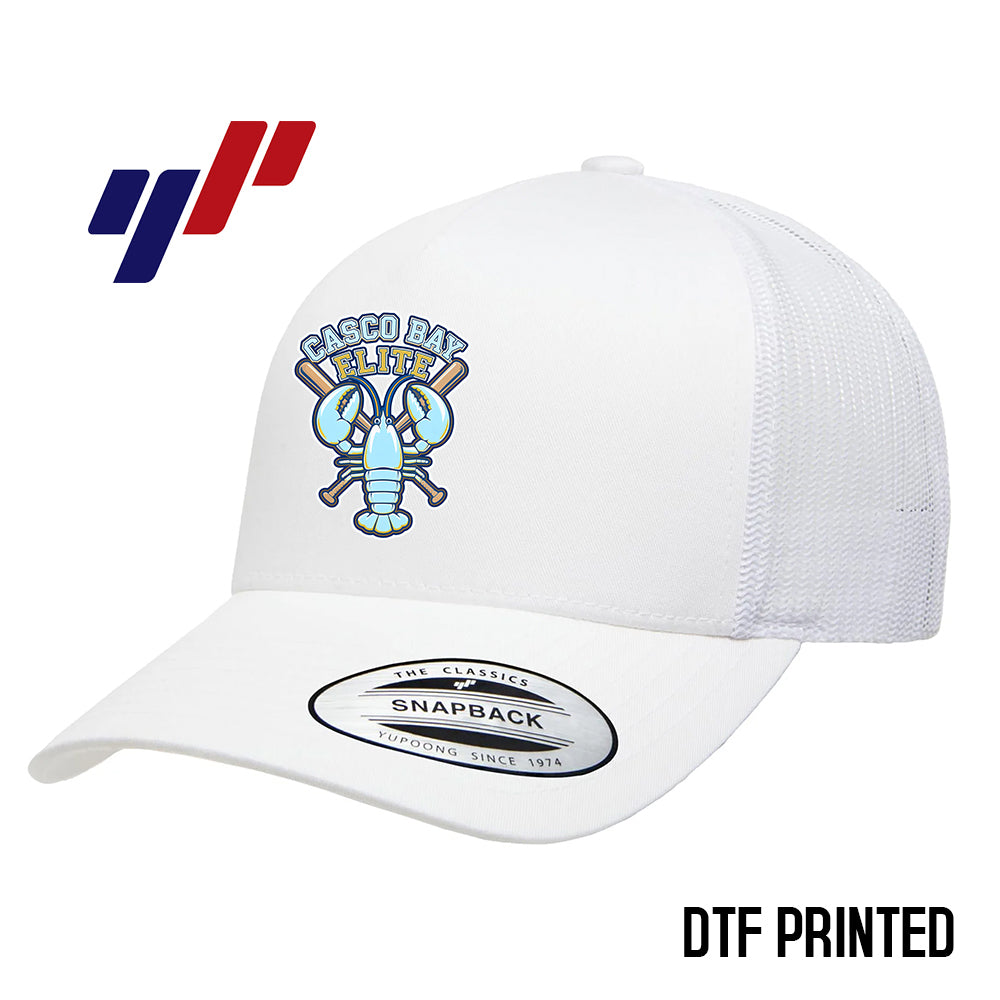 Yupoong 6506 Adult 5-Panel Retro Trucker Cap DTF PRINTED- Casco Bay Elite Baseball