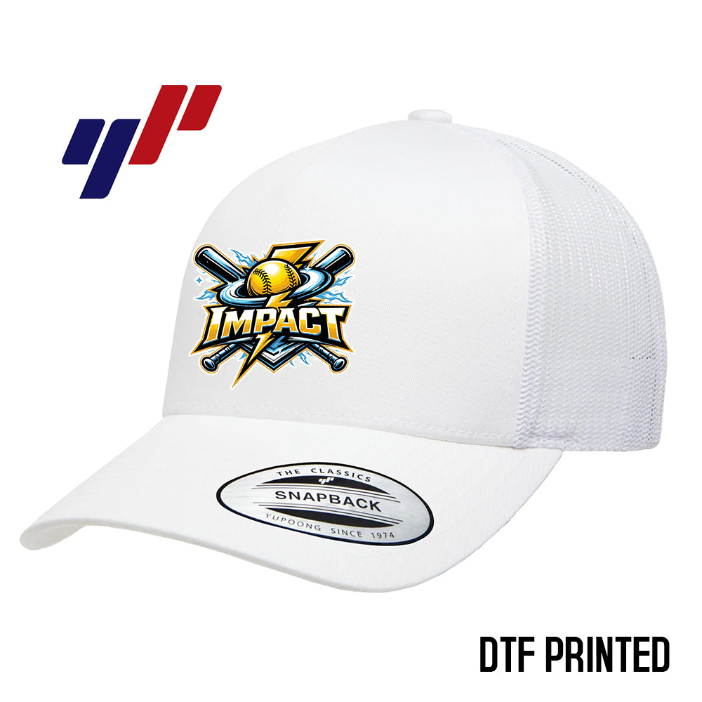 Yupoong 6506 Adult 5-Panel Retro Trucker Cap DTF PRINTED- Impact Softball - Massachusetts