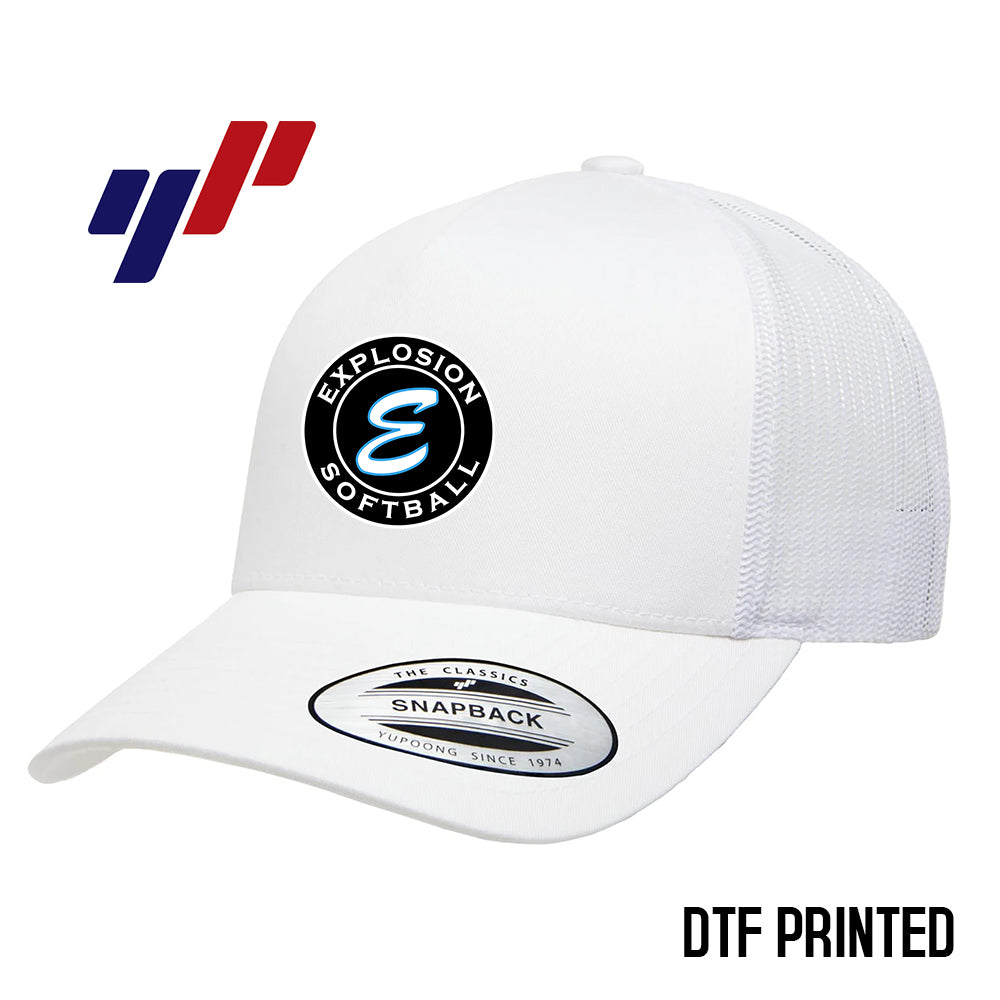 Yupoong 6506 Adult 5-Panel Retro Trucker Cap DTF PRINTED- Explosion Softball