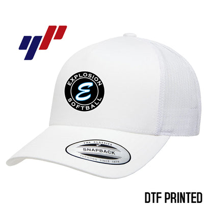 Yupoong 6506 Adult 5-Panel Retro Trucker Cap DTF PRINTED- Explosion Softball