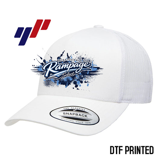 Yupoong 6506 Adult 5-Panel Retro Trucker Cap DTF PRINTED- Mississippi Rampage Select Softball