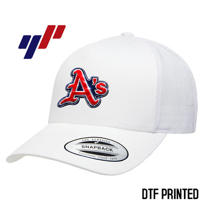 Yupoong 6506 Adult 5-Panel Retro Trucker Cap DTF PRINTED- Little Rock A's Baseball