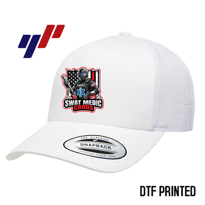 Yupoong 6506 Adult 5-Panel Retro Trucker Cap DTF PRINTED- Swat Medic Cards