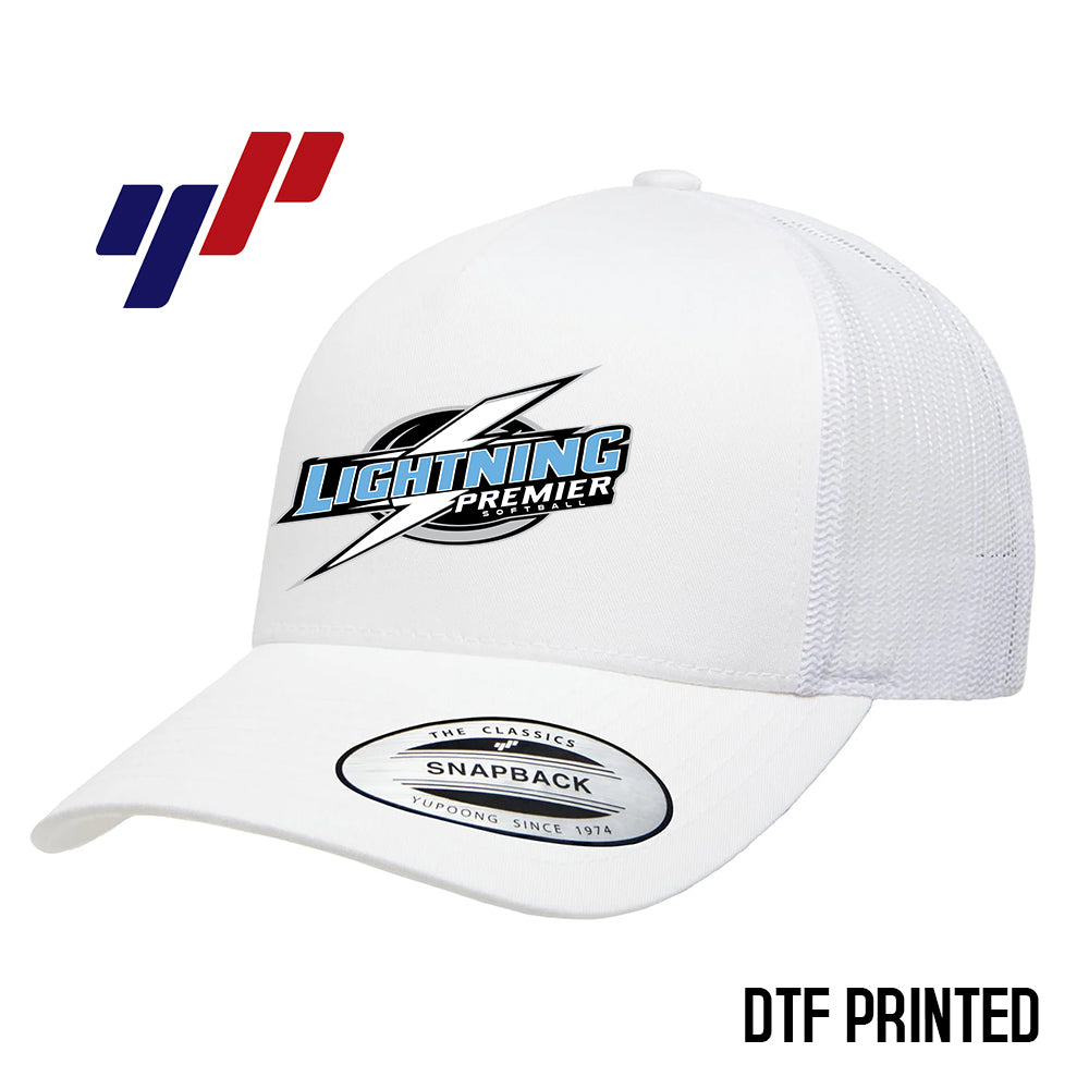 Yupoong 6506 Adult 5-Panel Retro Trucker Cap DTF PRINTED - Lightning Premier Softball