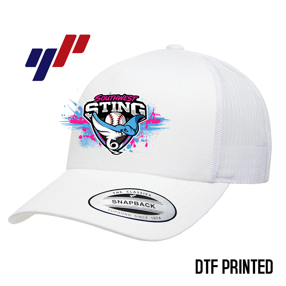 Yupoong 6506 Adult 5-Panel Retro Trucker Cap DTF PRINTED- Southwest Sting Baseball