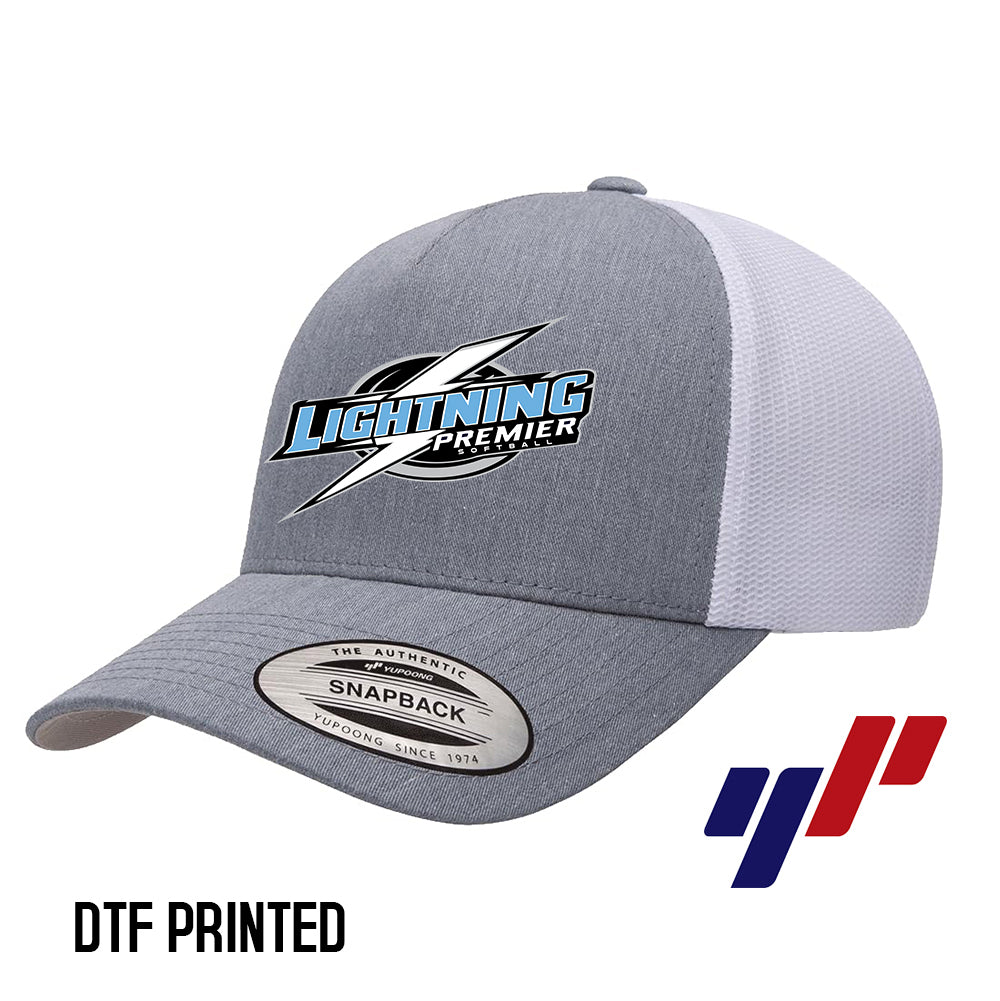 Yupoong 6506 Adult 5-Panel Retro Trucker Cap DTF PRINTED - Lightning Premier Softball