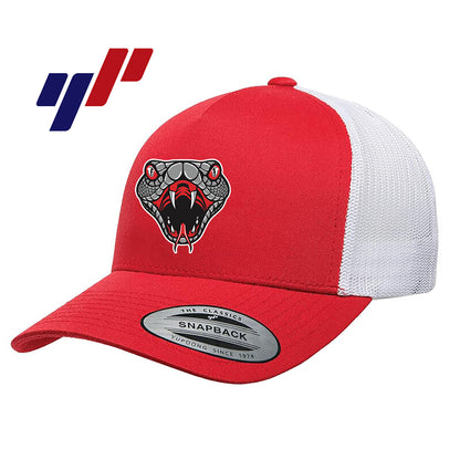 Yupoong 6506 Adult 5-Panel Retro Trucker Cap DTF PRINTED- Black Creek Cottonmouths