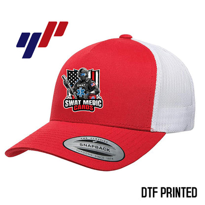 Yupoong 6506 Adult 5-Panel Retro Trucker Cap DTF PRINTED- Swat Medic Cards