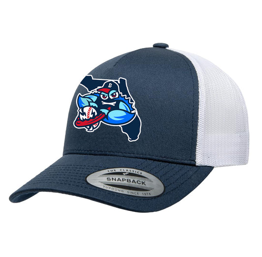 Yupoong 6506 Adult 5-Panel Retro Trucker Cap - FCA Blue Claws