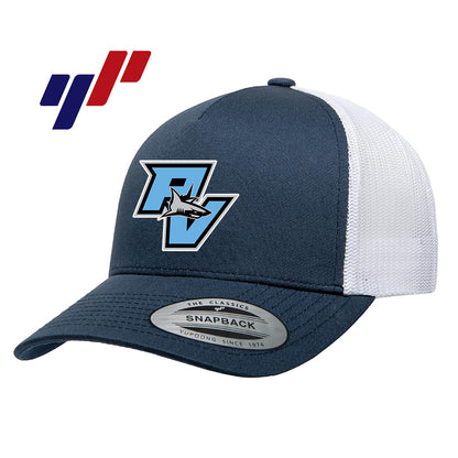 Yupoong 6506 Adult 5-Panel Retro Trucker Cap DTF PRINTED- PVAA SHARKS Baseball