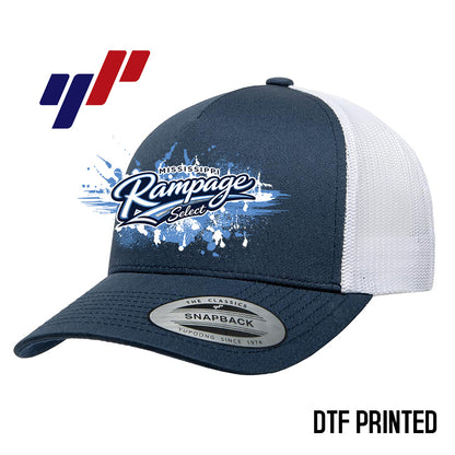 Yupoong 6506 Adult 5-Panel Retro Trucker Cap DTF PRINTED- Mississippi Rampage Select Softball