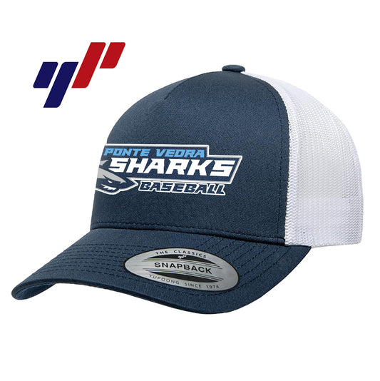 Yupoong 6506 Adult 5-Panel Retro Trucker Cap - PV Sharks