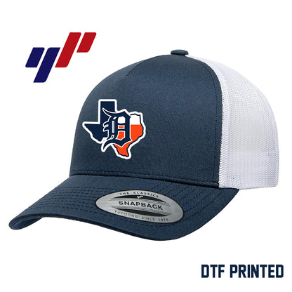 Yupoong 6506 Adult 5-Panel Retro Trucker Cap DTF PRINTED - Dallas Tigers Baseball