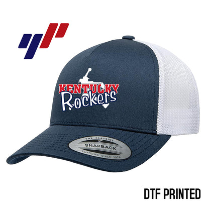 Yupoong 6506 Adult 5-Panel Retro Trucker Cap DTF PRINTED- KY Rockers Softball