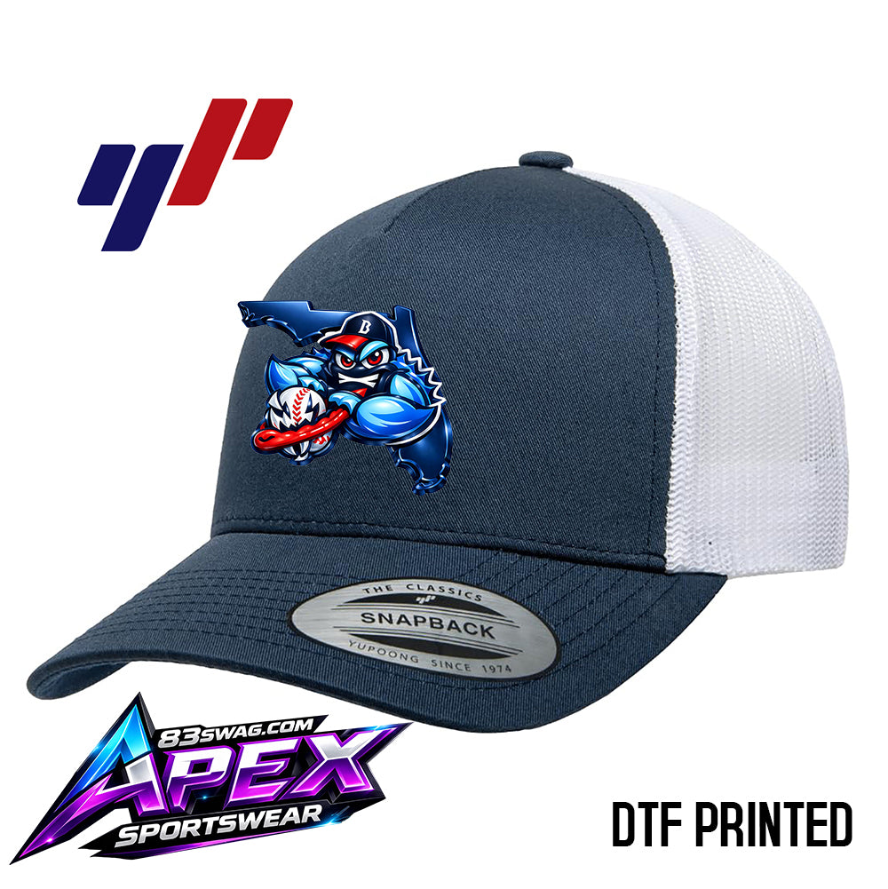 APEX 6506 Adult 5-Panel Retro Trucker Cap DTF PRINTED- FCA Blueclaws Baseball