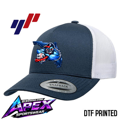 APEX 6506 Adult 5-Panel Retro Trucker Cap DTF PRINTED- FCA Blueclaws Baseball