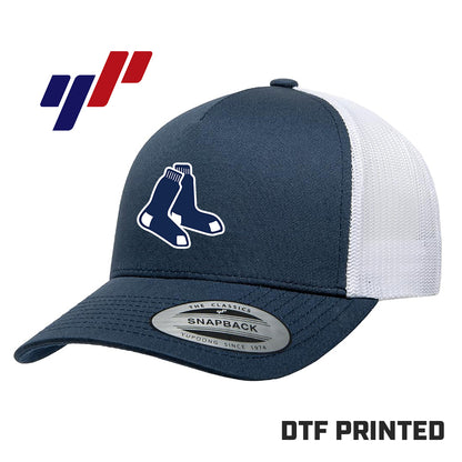 Yupoong 6506 Adult 5-Panel Retro Trucker Cap DTF PRINTED - Blue Sox Baseball