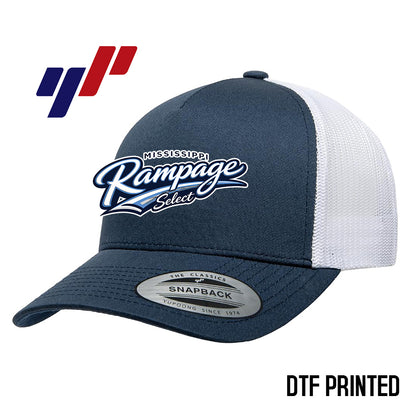 Yupoong 6506 Adult 5-Panel Retro Trucker Cap DTF PRINTED- Mississippi Rampage Select Softball