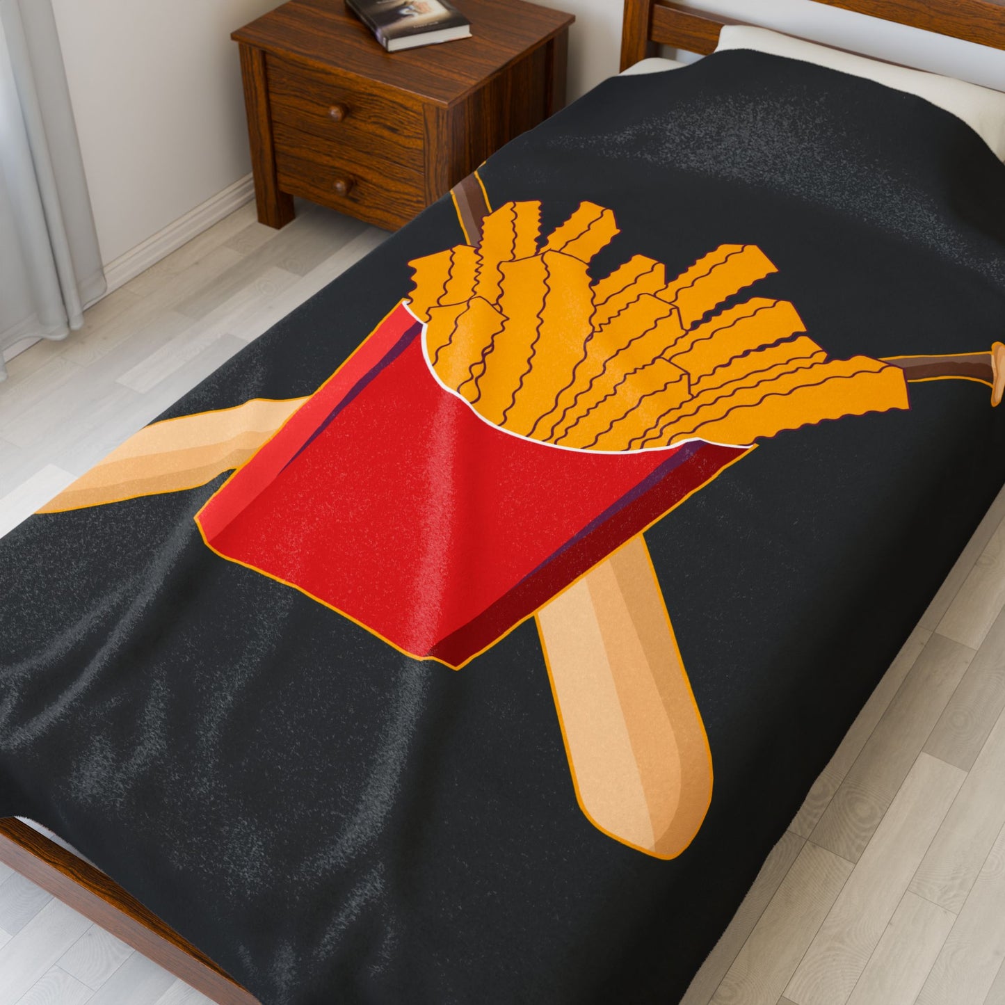 Velveteen Plush Blanket Team Rally Fries