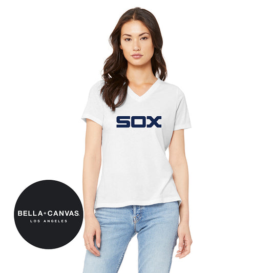Bella + Canvas 6415 Ladies' Relaxed Triblend V-Neck T-Shirt - Blue Sox