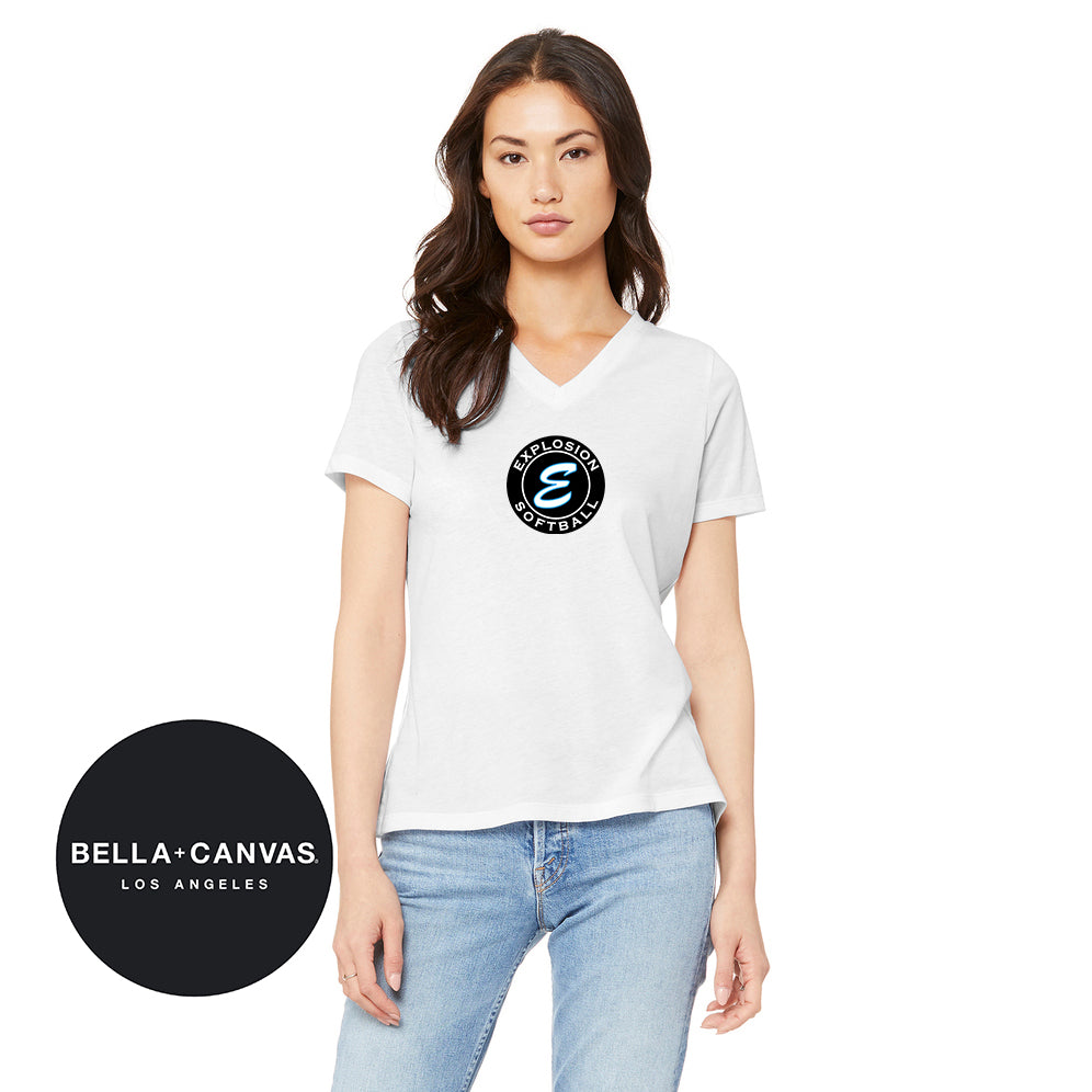 Bella + Canvas 6415 Ladies' Relaxed Triblend V-Neck T-Shirt - Explosion Softball