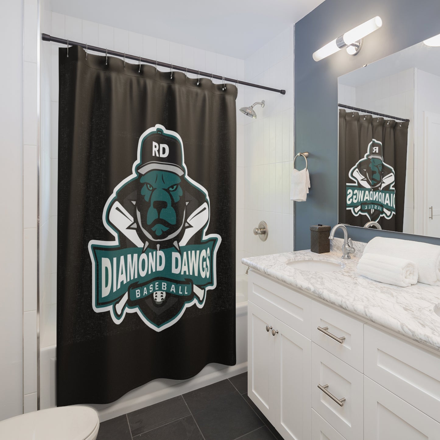 Shower Curtains Diamond Dawgs Baseball