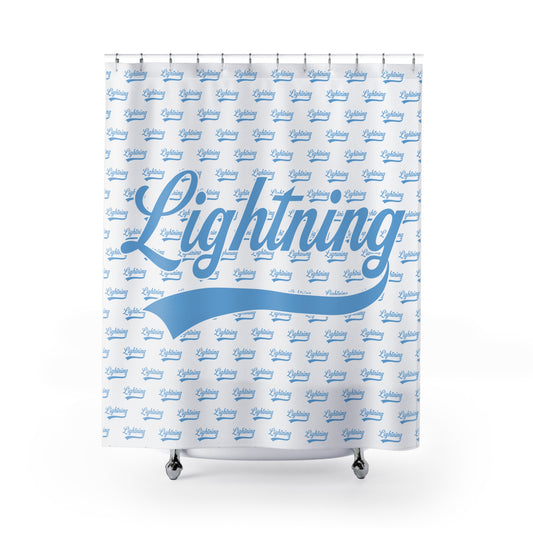 Shower Curtains Lightning Baseball