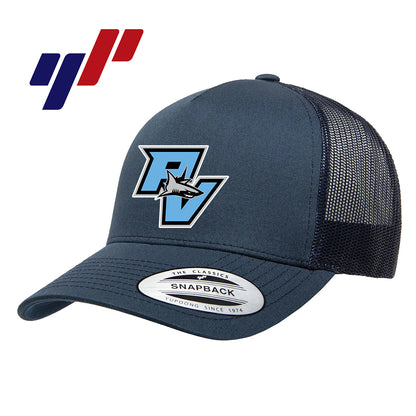 Yupoong 6506 Adult 5-Panel Retro Trucker Cap DTF PRINTED- PVAA SHARKS Baseball